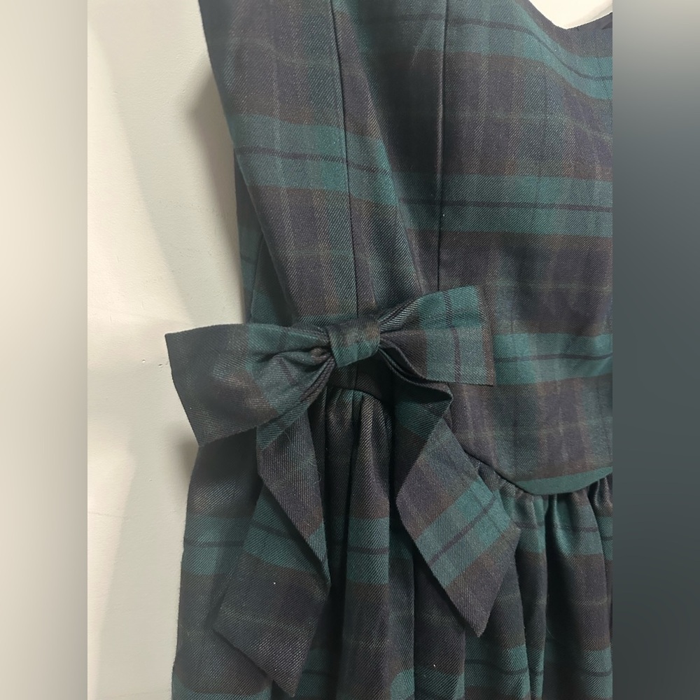 Avec Les Filles Dark Green and Navy Plaid Mini Dress - Picture 4 of 9
